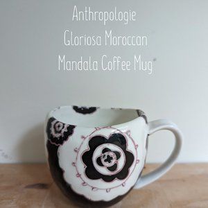 4 Anthropologie Gloriosa Moroccan Mandala Coffee Mugs - Black